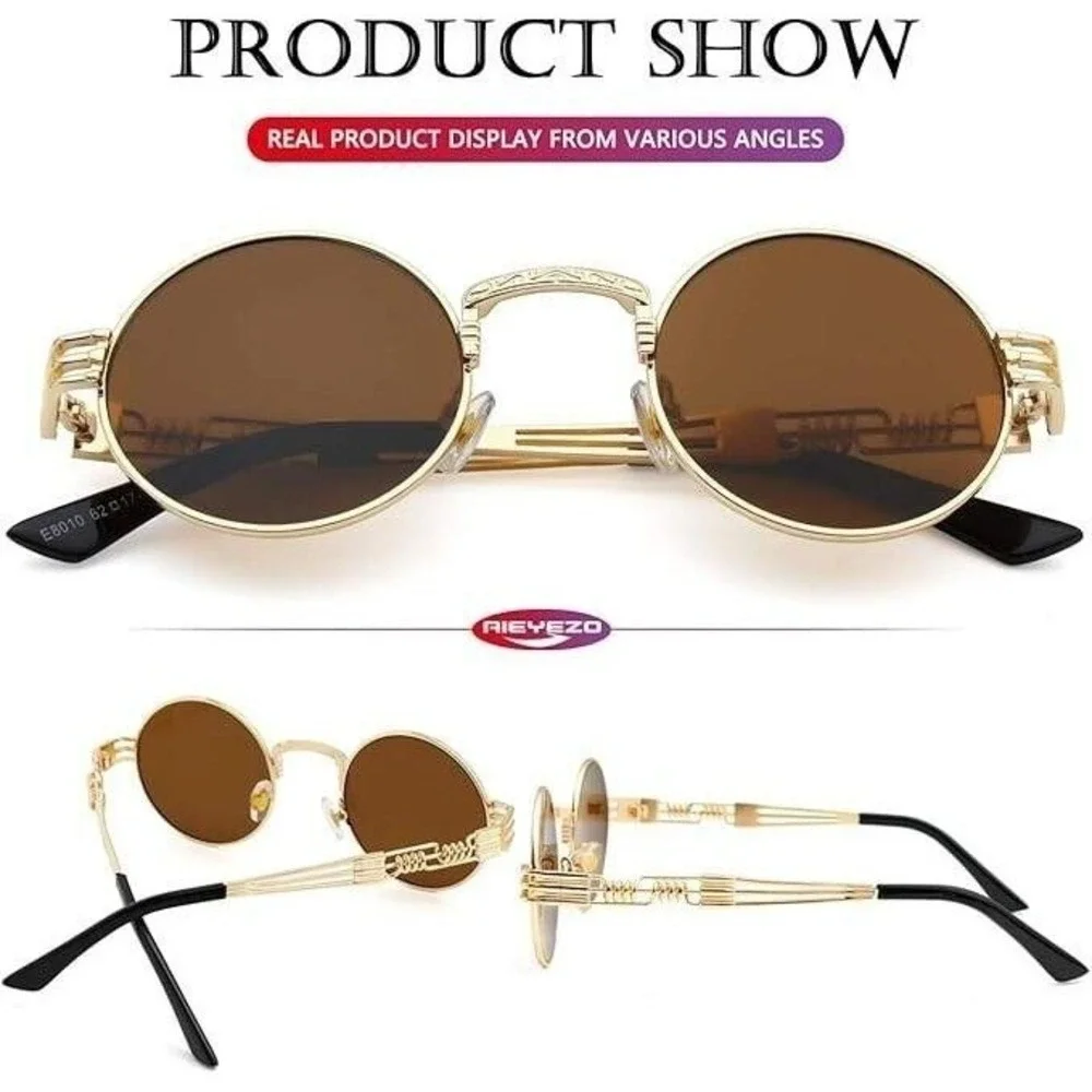 Retro Vintage Round Sunglasses Women with Scratch-Resistant Coating Round Trendy